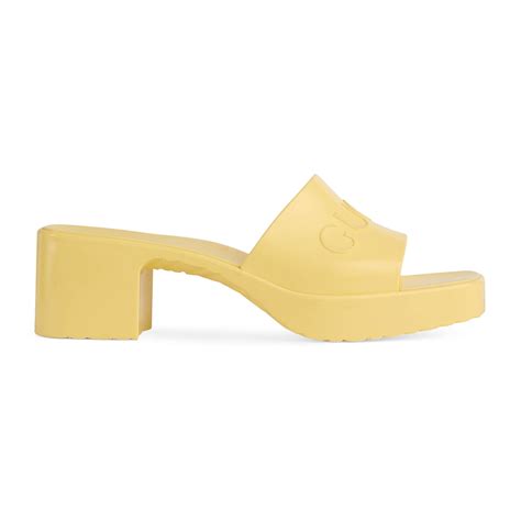 gucci rubber slide sandal yellow|Gucci rubber slide sandals outfit.